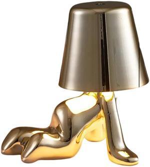Anyhouz Hotel Lightning Lamp Rechargeable Gold Little Man Laying on Side Position Table Lamp