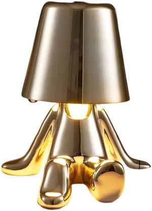 Anyhouz Hotel Lightning Lamp Rechargeable Gold Little Man Laying Front Position Table Lamp