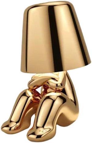 Anyhouz Hotel Lightning Lamp Rechargeable Gold Little Man Sitting Down Position Table Lamp