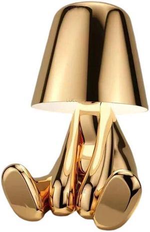 Anyhouz Hotel Lightning Lamp Rechargeable Gold Little Man Laying Position Table Lamp
