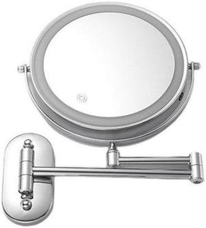 Anyvogue Silver 8in Wall Mounted Smart LED Makeup Mirror Double Sided Touch Dimming Adjustable 10x Magnification  USB Type