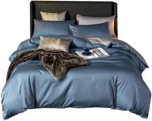 Anyhouz Bed Sheet Blue Light Grey Ultra Soft Cotton Bedding Cover Full Size 6 Pcs Bed Set