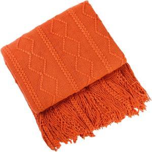 Anyhouz Orange Throw Blanket Faux Cashmere Sofa Cover Tassels Blanket 130*180cm