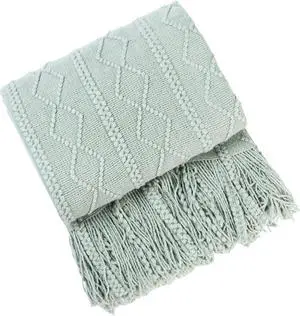 Anyhouz Gray Throw Blanket Faux Cashmere Sofa Cover Tassels Blanket 150*230cm