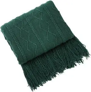 Anyhouz Green Throw Blanket Faux Cashmere Sofa Cover Tassels Blanket 130*180cm