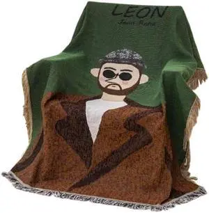 Anyhouz Throw Blanket Brown Faux Style 2 Cashmere Sofa Cover Human Cartoons Tassel130*180cm