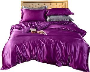 Anyhouz Beddings Indigo US Queen Size 3 Pcs High End Satin Smooth Duvet Cover Set