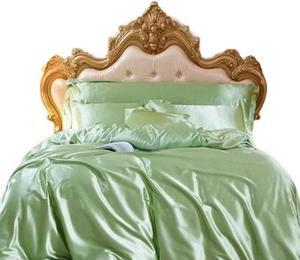 Anyhouz Beddings Sage Green US King Size 3 Pcs High End Satin Smooth Duvet Cover Set