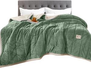 Anyhouz Blanket Green Coral Fleece 3 Layers Thicken Flannel Soft Washable 150x200cm