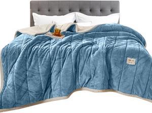 Anyhouz Blanket Light Blue Coral Fleece 3 Layers Thicken Flannel Soft Washable 180x200cm