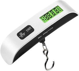 Anygleam Silver Luggage Stainless Weighing Scale With Hook 50Kg Measure Digital Display