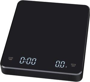 Anygleam Black Stainless Steel Timer Kitchen Coffee Scale 3Kg Measure Digital Display