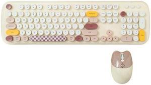 Anymob Bluetooth Keyboard And Mouse Combo Set White Retro Design Wireless Soft Touch Keys