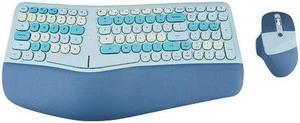 Anymob Bluetooth Keyboard And Mouse Combo Set Blue Ergonomic Wireless Portable Device Soft Keys