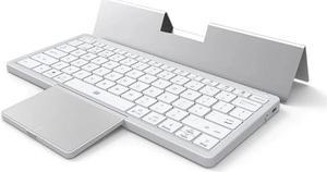 Anymob Bluetooth Keyboard  Silver Mini Foldable Wireless Keys With Touchpad