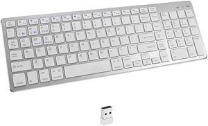 Anymob Bluetooth Keyboard Silver Multi-Purpose Dual Mode Rechargeable Computer Laptop Keys