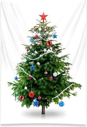 Anyhouz Tapestry Christmas Tree Design With Red Blue Ornaments Bohemian Wall Art Home Decoration