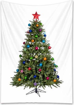 Anyhouz Tapestry Christmas Tree With Colorful Ornaments Bohemian Wall Art Home Decoration