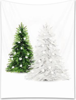 Anyhouz Tapestry Green White Snowy Christmas Tree Bohemian Art Wall Home Decoration