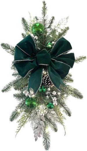 Anyhouz Christmas Wreath Green Luminescent Ribbon Hanging Ornaments