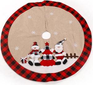 Anyhouz Christmas Tree Rug Skirt Mat Plaid Red Khaki Decoration