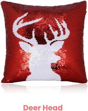 Anyhouz Christmas Pillow Cover Deer Head Seat Soft Throw Pillow