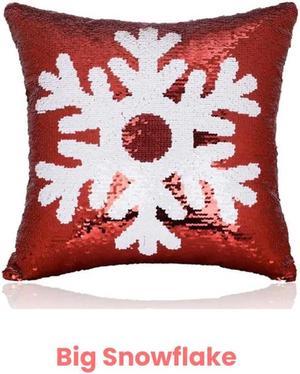 Anyhouz Christmas Pillow Cover Big Snowflake Seat Soft Throw Pillow