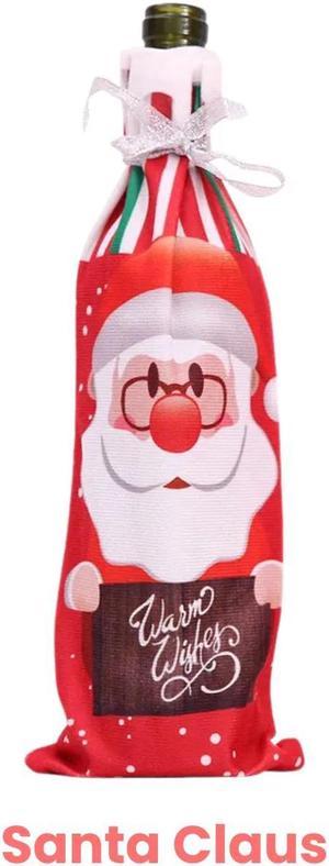 Anyhouz Christmas Festive Santa Claus Printed Red Wine Bottle Cover