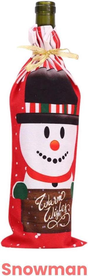 Anyhouz Christmas Festive Snowman Printed Red Wine Bottle Cover