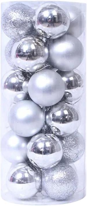 Anyhhouz Christmas Balls Silver Shiny Hanging Decor Ornaments