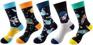 Anysox 5 Pairs One Size 5-11 Mixed Color Set Christmas Socks Cotton Fashion Universe Crafts Woman Skateboard Oil Paitiing