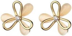 Anyco Fashion Earrings Gold 925 Sterling Silver Clover Synthetic Opal Stud Jewelry