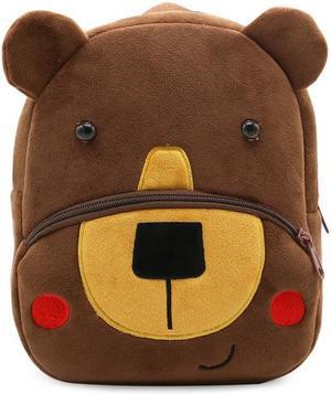 Anykidz 3D Coffee Bear Backpack Cute Animal With Cartoon Designs Children Toddler Plush Bag