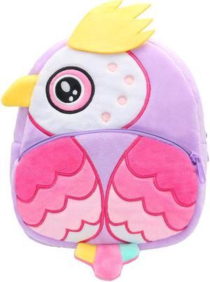 Anykidz 3D Purple Owl Backpack Cute Animal With Cartoon Designs Children Toddler Plush Bag