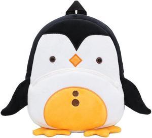 Anykidz 3D Black Penguin School Backpack Cute Animal With Cartoon Designs Children Toddler Plush Bag For Baby Girls and Boys