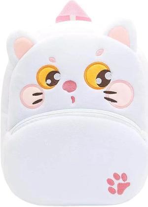 Anykidz 3D White Cat Kids School Backpack Cute Cartoon Animal Style Children Toddler Plush Bag Perfect Accessories For Baby Girls and Boys