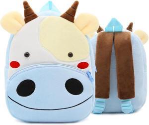 Anykidz 3D Light Blue Cows Kids School Backpack Cute Cartoon Animal Style Children Toddler Plush Bag Perfect Accessories For Boys and Girls