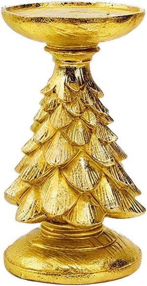 Anyhouz Home Figurines Golden Large Christmas Tree Candle Stand Holder Decor