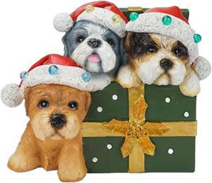 Anyhouz Home Figurines 23cm Dog Box Gift Style Christmas Decor