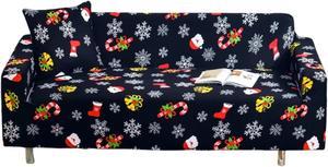 Anyhouz Sofa Cover Black 4 Seater Christmas Snowflakes Design Non Slip Stretchable Slipcover