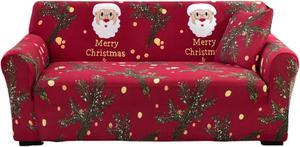 Anyhouz Sofa Cover Red 4 Seater  Christmas Santa Claus Design Non Slip Stretchable Slipcover