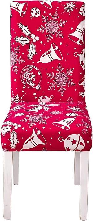 Anyhouz Chair Cover Red Christmas Bell Design Stretchable Dining Slipcover