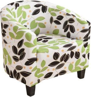 Anyhouz Chair Cover White Leaf Print Dust Proof Tub Slipcover Home Decor