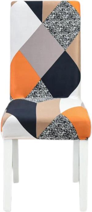 Anyhouz Chair Cover Multicolor Geometric Pattern Elastic Slipcover Dining Decor