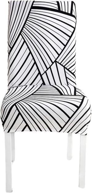 Anyhouz Chair Cover White With 3D Stripe Pattern Elastic Slipcover Dining Decor