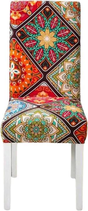 Anyhouz Chair Cover Multicolor Floral Bohemian Style Elastic Slipcover Dining Decor