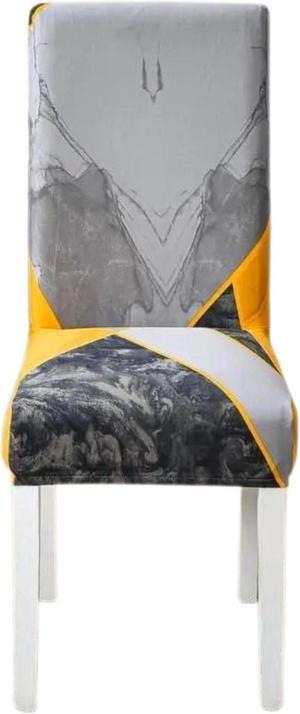 Anyhouz Chair Cover Yellow Gray Abstract Print Elastic Slipcover Dining Decor