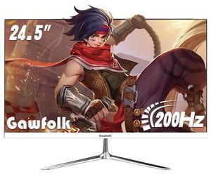 Gawfolk Gaming Monitor 24.5-Inch Curved 200Hz, PC Screen Full HD 1080P, IPS Direct Surface Frameless Computer Monitor with FreeSync, VA Panel,... HDTV, DP, VESA 75x75