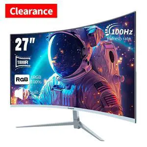 Gawfolk - GF270HB 27-inch Monitor Screen 100HZ Built-in Speakers FHD 1080P Below Bezel Computer Monitor, VA , SRGB 100%, VGA, HDMI, Eye Protection, Compatible with Wall Mounting Curvature 1800R White Gawfolk - GF270HB 27-inch Monitor Screen 100HZ Built-in Speakers FHD 1080P Below Bezel Computer Monitor, VA , SRGB 100%, VGA, HDMI, Eye Protection, Compatible with Wall Mounting Curvature 1800R White