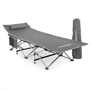 Alpcour Folding Camping Cot  Deluxe Collapsible Single Person Bed in a Bag w/Pillow for Indoor & Outdoor Use  Ultra Lightweight, Comfortable, Heavy Duty Design Holds Adults & Kids Up to 300 Lbs